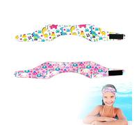 BEIIEB Paquete de 2 diademas de natación para niños para protección impermeable de los oídos, ajustable, elástica, equipo de deportes acuáticos para nadar y surfear.