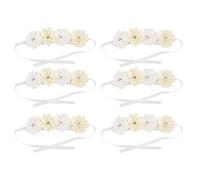 BEIJIALY Dusty Muñeca Corsage Flores para Boda Juego de 6, Hermosa Novia Damas de Honor Simulación Cinta Muñeca Flor Decoración de la Boda Accesorios(Blanco de Leche)