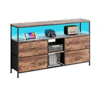 BEIJIALY Mueble de TV LED que cambia de color, 108 cm, con 3 cajones de tela y compartimentos abiertos, mueble de TV con espacio de almacenamiento abierto para sala de estar, dormitorio (B)