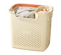 BeiJingYZ Cesto Ropa Sucia Plastico Portátil, Cesto Colada con Asas y Cesta Pequeña, Cesta de Ropa Sucia Que se Puede Almacenar en Categorías(Beige,Large)
