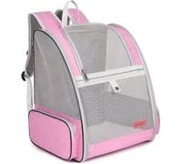 BEIKOTT Mochila expandible para gatos, mochila para perros y mascotas para gatos pequeños, perros y pájaros, mochila transparente para viajes, senderismo, exteriores (rosa)