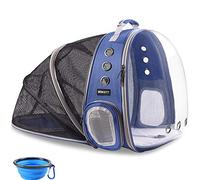 BEIKOTT Mochila expandible para gatos, mochila para perros y mascotas para gatos pequeños, perros y pájaros, mochila transparente para viajes, senderismo, exteriores (azul)
