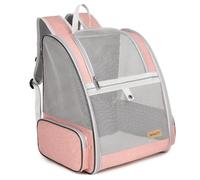 BEIKOTT Mochila transportadora para Gatos, Mochila para Perro, ventilar Mascotas, Gatos, Cachorros, pájaros, Conejos, Mochila para Viajes, Uso en Interiores y Exteriores (Rosa)