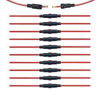 BeiLan Juego de 10 Soportes de Fusibles AGC Tipo Tornillo en Línea Profesional, Caja de 32 V 20 A Con Cable 22 AWG, para Vidrio de Soplado Rápido (5 x 20 mm)