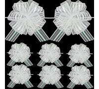 BeiLeiNiceHK Lazos blancos para envolver regalos, grandes, organza, 6 pulgadas, 8 piezas