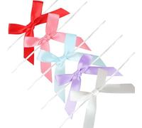 BeiLeiNiceHK Lazos para bolsas de golosinas, pequeños lazos de satén prefabricados con lazos giratorios, 50 lazos decorativos multicolor para envolver regalos para baby shower, Navidad, manualidades