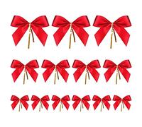 BeiLeiNiceHK Paquete de 50 lazos rojos preatados, lazos de satén de Navidad para bolsas de golosinas, lazos de embalaje para dulces, lazos de cinta preatados para decoraciones de bricolaje, lazos de