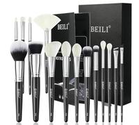BEILI 15PCS Brochas de Maquillaje Juego de Brochas de Maquillaje Profesional Brochas para Base en Polvo, Corrector, Cejas, Sombra de Ojos, Contorno, Delineador de Ojos, Brocha para Mezclar Ojos