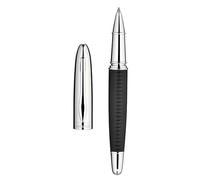 BEILUNER 318 Bolígrafo Roller de Lujo en Piel, Pelle Premium Cosida a Mano & Acabado Cromado, Recambio Schmidt, Mejor Set de Regalo Ejecutivo para Hombre y Mujer, Pluma Rellenable - Negro