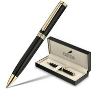 BEILUNER Bolígrafo de Gel de Lujo con Acabado Oro 24K, Laca Negra Piano, Artesanía Premium - Mejor Set de Regalo para Hombres y Mujeres, Profesional, Ejecutivo, Oficina, Retráctil