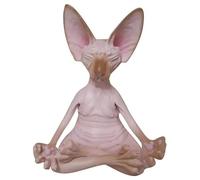 BeiLuo Figura de gato Esfinge meditación Estatua Yoga Animal Gato Meditar Arte Escultura Micro Decoración Jardín Oficina Ornamento (D)