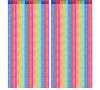 BEIMEIII Juego de 2 cortinas para puerta con flecos, 100 x 200 cm, cortina de hilos multicolor, divisor, cortina de ventana para comedor, dormitorio, boda
