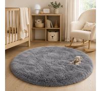 BEIMO Alfombra Pelo Largo, Shaggy Moderna Alfombras Salón, Suave, Antideslizante, No Pierde Pelo Alfombra para Dormitorio, Habitacion, Gris Oscuro, Redondo 100CM