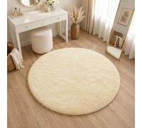BEIMO Alfombra Pelo Largo, Shaggy Moderna Alfombras Salón, Suave, Antideslizante, No Pierde Pelo Alfombra para Dormitorio, Habitacion, Crema, Redondo 100CM