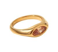 Beimus Anillos de sello de circonita de ojo de caballo, coloridos anillos chapados en oro de 18 quilates, acero inoxidable, joyería para el uso diario, 2.34x1.56in, Acero inoxidable