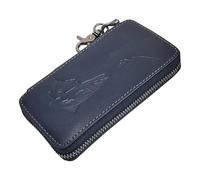 Beimus Bolsa de cuero para guardar cebos, cuchara giratoria, bolsa de pesca para truchas, moscas, anzuelos, pesca, bolsa rígida, azul marino, 15*8*2cm