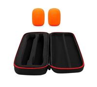 Beimus Caja de almacenamiento para micrófono, caja de viaje doble para micrófono de mano con parabrisas para karaoke, accesorio de fiesta de canto, Color naranja