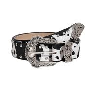 Beimus Cinturón punk rock para mujer, cintura ajustable con hebillas de metal, piel sintética, cinturón de cuero vintage para jeans, Negro, Talla única