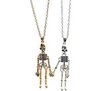 Beimus Collar a juego con diseño de esqueleto punk, collar de Halloween para mejores amigos, parejas, tomados de la mano, collares de calavera, mejores amigos para niñas y niños