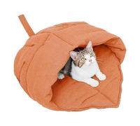 Beimus Cómoda cama para gatos tipo cueva, lavable, para interiores, con diseño de hojas, para uso doméstico, cama de gatos para invierno