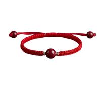 Beimus Elegante cadena de muñeca de cuerda roja con cuentas redondas ajustables chinas de la suerte, cuerda trenzada para el día de San Valentín, regalo de moda a juego, One Size, como se describe