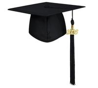 Beimus Gorra de graduación 2026, cómoda tela transpirable para ceremonia de adultos, accesorios formales de fotos para suministros de fiesta de graduación, Negro, aldult