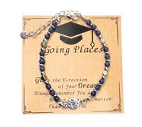 Beimus Graduación universitaria para mujer, cuentas de piedra ajustables, accesorio de regalo con tarjeta de felicitación incluida, piedras preciosas para graduados, talla única, como se describe