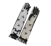 Beimus Guantes para bodas, fiestas de Navidad, dedos completos, elásticos, para conciertos, óperas, guantes de encaje transpirables, Negro, Talla única