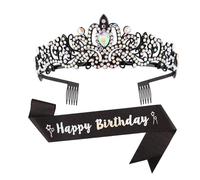 Beimus Juego de 2 tiaras de diamantes de imitación de cristal para fiesta de cumpleaños, diadema y banda, accesorios de moda para el cabello para mujer, 9.75x7.8in, Tela de aleación de diamantes de