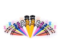 Beimus Juego de dilatadores de oreja de acrílico a granel, 50 unidades, medidas surtidas, opciones de sombra vibrante, juego de estiramiento, resistente a las alergias, One Size, como se describe