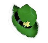 Beimus Leprechaun Homburg - Sombrero de copa de vacaciones verde Panamá, regalo sorpresa de cerdo, accesorio de disfraz de trébol decorado