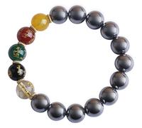 Beimus Natural Energy Terahertz - Pulsera elástica para mujeres y hombres, ajuste cómodo, pulsera de piedras de cristales, ideal, 10mm135, Terahertz