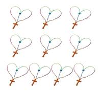 Beimus Paquete de 10 collares de rosario de goma coloridos con cruces suaves para oración y meditación religiosa, 60cm, Plástico