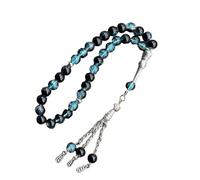 Beimus Rosario de cristal agrietado con 33 cuentas de oración musulmana Tasbih con colgante de flecos, pulsera étnica islámica para uso diario, Diameter 8mm11.16cm Length 25cm, Vidrio