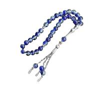 Beimus Rosario de cristal agrietado con 33 cuentas de oración musulmana Tasbih con colgante de flecos, pulsera étnica islámica para uso diario, Diameter 8mm11.16cm Length 25cm, Vidrio