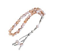 Beimus Rosario de cristal agrietado con 33 cuentas de oración musulmana Tasbih con colgante de flecos, pulsera étnica islámica para uso diario, Diameter 8mm11.16cm Length 25cm, Vidrio