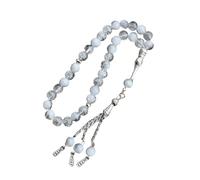 Beimus Rosario de cristal agrietado con 33 cuentas de oración musulmana Tasbih con colgante de flecos, pulsera étnica islámica para uso diario, Diameter 8mm11.16cm Length 25cm, Vidrio
