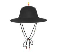 Beimus Sombrero tradicional chino hecho a mano, vintage, redondo, para diversas ocasiones, borlas adornadas