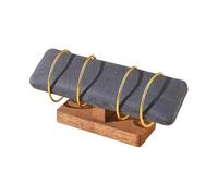 Beimus Soporte para pulseras de terciopelo con base de madera para relojes y bandas para el pelo, soporte en forma de T para almacenamiento de joyas, 7.8x3.9in, Madera, Ammolita