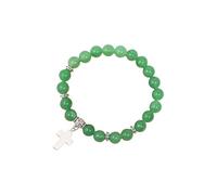 Beimus Tobillera con cuentas espirituales de aventurina verde con cristales de imitación, diseño portátil, ajustable, joyería de muñeca de moda con cristales verdes, talla única, como se describe