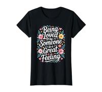 Being Loved by Someone Is A Great Feeling corazón Camiseta gráfica económica, Mujer, Negro, XL