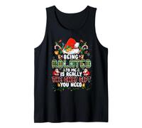 Being Related To Me Christmas Family Ugly Sweater Pajamas Camiseta sin Mangas