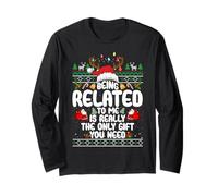 Being Related To Me Christmas Family Ugly Sweater Pajamas Manga Larga