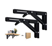 Beinhome 2 Piezas Soporte Estantería Plegable 400mm Escuadras Abatibles Bisagra Soporte de Estante de Pared Negro Escuadras Estanterias para Mesa Abatible, Carga Máxima: 80KG