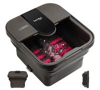 Beinilai Spa plegable para pies, baño de pies con calor y masaje y chorros de burbujas, bañera de remojo de pies con seis rodillos no motorizados, puntos de masaje de acupresión, luz roja y piedra