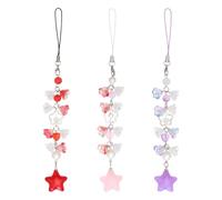 beinkmake 3 dijes de teléfono con diseño de flores, correa de cadena para teléfono, llavero de lirios del valle, accesorios para mujer, decoración de cámara