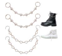 beinkmake 4 dijes brillantes para zapatos, cadena de aleación con corazón y diamantes de imitación, cadena dorada con purpurina plateada, zapatos hechos a mano con hebilla para niñas para decorar