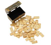 beinkmake Juego de cofre del tesoro en miniatura con 100 barras doradas, accesorios para casa de muñecas con lingotes de oro falso, mini accesorios del tesoro para escenas de modelo para adultos