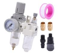 beinkmake Separador de agua y aceite NPT de 1/4 pulgadas, regulador de filtro de aire comprimido, combo de drenaje semiautomático para equipos neumáticos, carpintería con conector rápido de latón