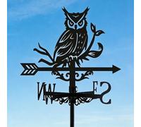 beinkmake Veleta de viento de metal con forma de búho, decoración de jardín, indicador de dirección, adorno de montaje en estaca para granja, patio, techo al aire libre